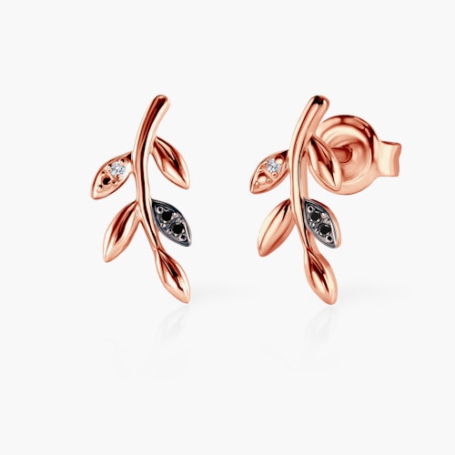 Kolczyki Savicki: różowe złoto, czarne diamenty